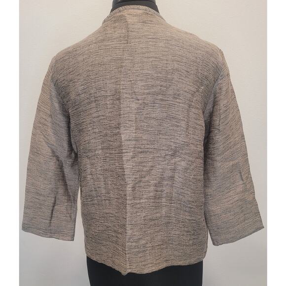 Eileen Fisher Breen Luxury Textured Linen Button Jacket Polished Minimalist Sm - Picture 4 of 8